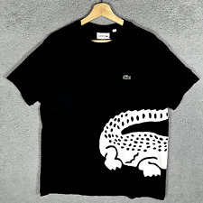 Camiseta Lacoste Crocodilo Grande Logotipo Gola Redonda Masculina Tamanho XL Preto Branco Croc comprar usado  Enviando para Brazil