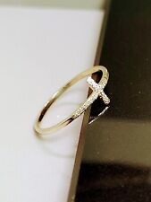 Anillo cruzado de polvo de estrellas de oro liso de 14 K, anillo apilador de oro, anillo cruzado delgado, usado segunda mano  Embacar hacia Argentina