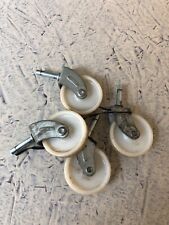 Set of 4 Vintage White Plastic and Metal Caster Wheels 2" Wheel 1" Post for sale  Shipping to South Africa