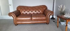 Brown leather chesterfield for sale  HIGHBRIDGE