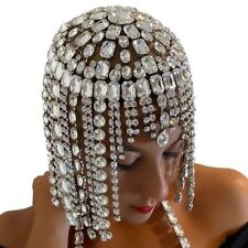 Luxo cristal strass borla corrente de cabelo peça de cabeça de noiva joias femininas  comprar usado  Enviando para Brazil
