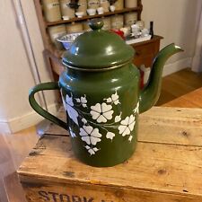 vintage enamel coffee pot green for sale  LIVERPOOL