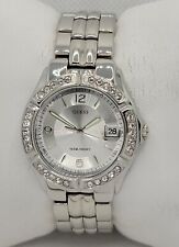 Damas Guess Waterpro bisel pavimentado tono plateado fecha reloj analógico G75511M I5, usado segunda mano  Embacar hacia Argentina