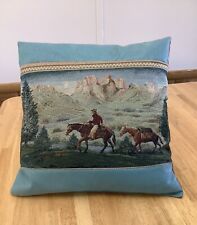 Cowboy On Horse With Pack Horse Tapestry/Faux Leather Sofa Couch Pillow for sale  Shipping to South Africa