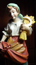 VINTAGE 15" WOODEN HAND CARVED CARVING CATHOLIC PATRON SAINT ST NOTBURGA STATUE for sale  Shipping to Canada