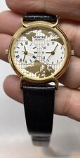 Usado, Montine relógio de quartzo fuso horário duplo tom dourado com pulseira de couro preto - Leia Desc comprar usado  Enviando para Brazil
