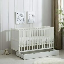 Wooden Baby Cot Bed & Drawer & Aloe Vera Mattress (Orlando with Drawer) for sale  RIPLEY