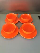 Lot 4 Tasses Et Sous-Tases TEFAL  Orange Camping Vintage Années 70 segunda mano  Embacar hacia Mexico