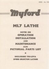 User Instruction Manual Fits 1997 Myford ML7, used for sale  Shipping to South Africa