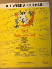 IF I WERE A RICH MAN Topol sheet music chart piano vocal vintage Fiddler On Roof, used for sale  Shipping to South Africa