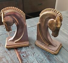 Vintage Dodge Bronze And Copper Plated Trojan Horse Head Machine Age Bookends for sale  Shipping to South Africa