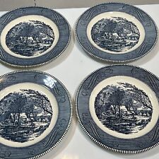 Set of 4 Royal China Blue Currier & Ives The Old Grist Mill 10" Dinner Plates for sale  Shipping to South Africa
