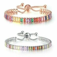 Fashion 925 Silver Zircon Crystal Bracelet Bangle Women Adjustable Jewelry Gifts, used for sale  Shipping to Canada