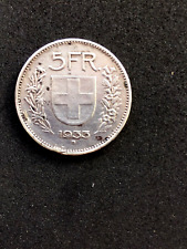 5 franchi svizzeri argento 1933 usato  Castiglione Delle Stiviere
