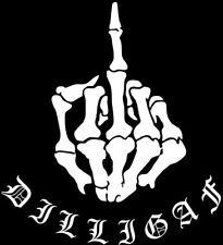Dilligaf middle Finger skeleton hand biker MC t shirt tee outlaw for sale  Shipping to South Africa