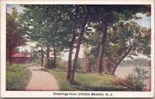 Cartão postal 1924 UNION BEACH, Nova Jersey cena parque/gazebo/rio comprar usado  Enviando para Brazil