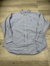 Camisa polo masculina Ralph Lauren xadrez azul Blake Gingham duas camadas botão para cima comprar usado  Enviando para Brazil