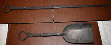 ANTIQUE BLACKSMITH FORGED IRON FIRE PLACE TOOLS SHOVEL/ROLLER STAMPED for sale  Shipping to South Africa