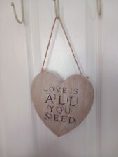 Shabby Chic Hanging Wooden Heart Love Is All You Need for sale  Shipping to South Africa