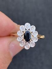 9ct Gold Sapphire & Diamond Large Cluster Ring, 9k 375 for sale  Shipping to South Africa