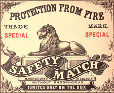 Juego de seguridad de 1900 sin encendidos de fósforo solo en caja etiqueta de león sueca segunda mano  Embacar hacia Argentina