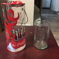 Taza de vidrio transparente de Coca-Cola vintage de 12 oz y soporte de Coca-Cola, usado segunda mano  Embacar hacia Argentina