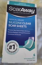 ScarAway Medical-Grade Clear Silicone Scar Sheets 2 Mo Supply 6 Ct New, used for sale  Shipping to South Africa
