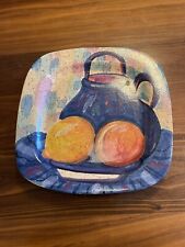Bellini Piu Italy Vietri 15” Platter Hand painted Fruit Blue Italian for sale  Shipping to South Africa