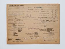 Engine record card for sale  BURNHAM-ON-CROUCH