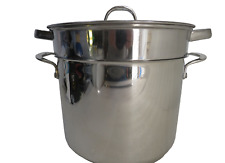 Hoffritz Platinum 8 Qt Polished Stainless Steel Pot, W/Lid, Steamer Strainer for sale  Shipping to South Africa