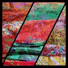 100% Raw Indian Sari Silk 1"to 2" x 16" to 20" strips x 5 ribbons remnants for sale  Shipping to South Africa