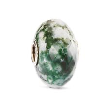 Trollbeads Moss Agate Faceted Gemstone Charm Bead New Silver Green Retired HTF for sale  Shipping to South Africa