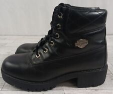 Harley Davidson Black Leather Lug Sole Lace Up Ankle Biker Boots Size 9, used for sale  Shipping to South Africa