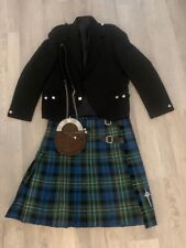 Scottish Wool Jacket And Kilt With Sporran  Jacket 42R waist 38-40", used for sale  Shipping to South Africa