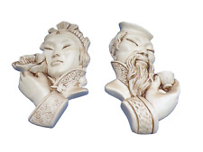 Antigua Par De Estatuillas de Pared Chinoises-Couple Hombre / Femme-Glacis Yeso segunda mano  Embacar hacia Argentina