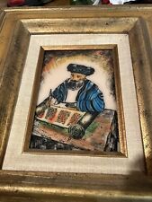 Pintura grabada de rabino escribiendo en material translúcido segunda mano  Embacar hacia Mexico