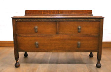 Antique vintage carved oak low chest of drawers for sale  Shipping to South Africa