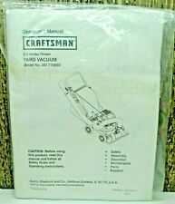 Craftsman Yard Vacuum Operator's Manual Model 247.770550 for sale  Flint