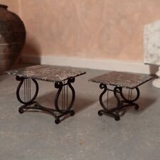 2 Marble Iron Side Tables Black Near Pair for sale  Shipping to South Africa