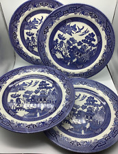 CHURCHILL Dinner Plates, Set Of 4, 10-1/4"  BLUE WILLOW STAFFORDSHIRE ENGLAND for sale  Shipping to South Africa