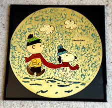 Cachecol vermelho inverno pintura madeira emoldurada Charlie Brown e Snoopy 12,5" x 12,5" comprar usado  Enviando para Brazil