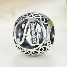 Vintage Letter 26 Letter 925 Sterling Silver Charms Beads Fit European Bracelets for sale  Shipping to South Africa
