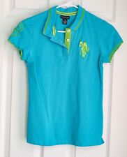 Polo feminina dos EUA Assn. Camisa polo azul verde limão manga curta média nova comprar usado  Enviando para Brazil