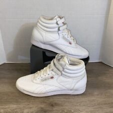 Używany, lata 90. Reebok Classic Freestyle Hi Top Damskie rozm. 7 Białe Podwójny pasek Buty Sneakersy na sprzedaż  Wysyłka do Poland