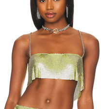 Lovers + Friends Metallic Green Chainmail Crop Top MEDIUM Iridescent Silverlake for sale  Shipping to South Africa