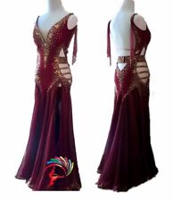 B8905 women ballroom Specialty Waltz Tango standard dress UK 8 US 6 maroon, used for sale  Shipping to South Africa