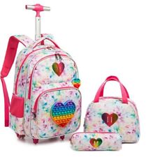 Conjunto de 3 peças de bolsa escolar infantil rodas bolsa escolar conjunto mochila escolar comprar usado  Enviando para Brazil