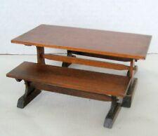 Vintage Ed Whitten Dollhouse Miniature 1:12 Trestle Table & Benches New England for sale  Shipping to South Africa