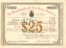 Massachusetts y Nuevo México Mining Co. - Certificado de Acciones - Acciones Mineras segunda mano  Embacar hacia Argentina
