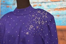 Suéter de malha St John noite tamanho G azul meia-noite estrelas tachas túnica colarinho EUA, usado comprar usado  Enviando para Brazil